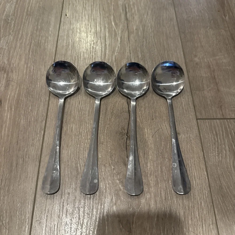 4 PCs Mikasa Legacy Stainless Round‎ Soup Gumbo Spoons 18/0
